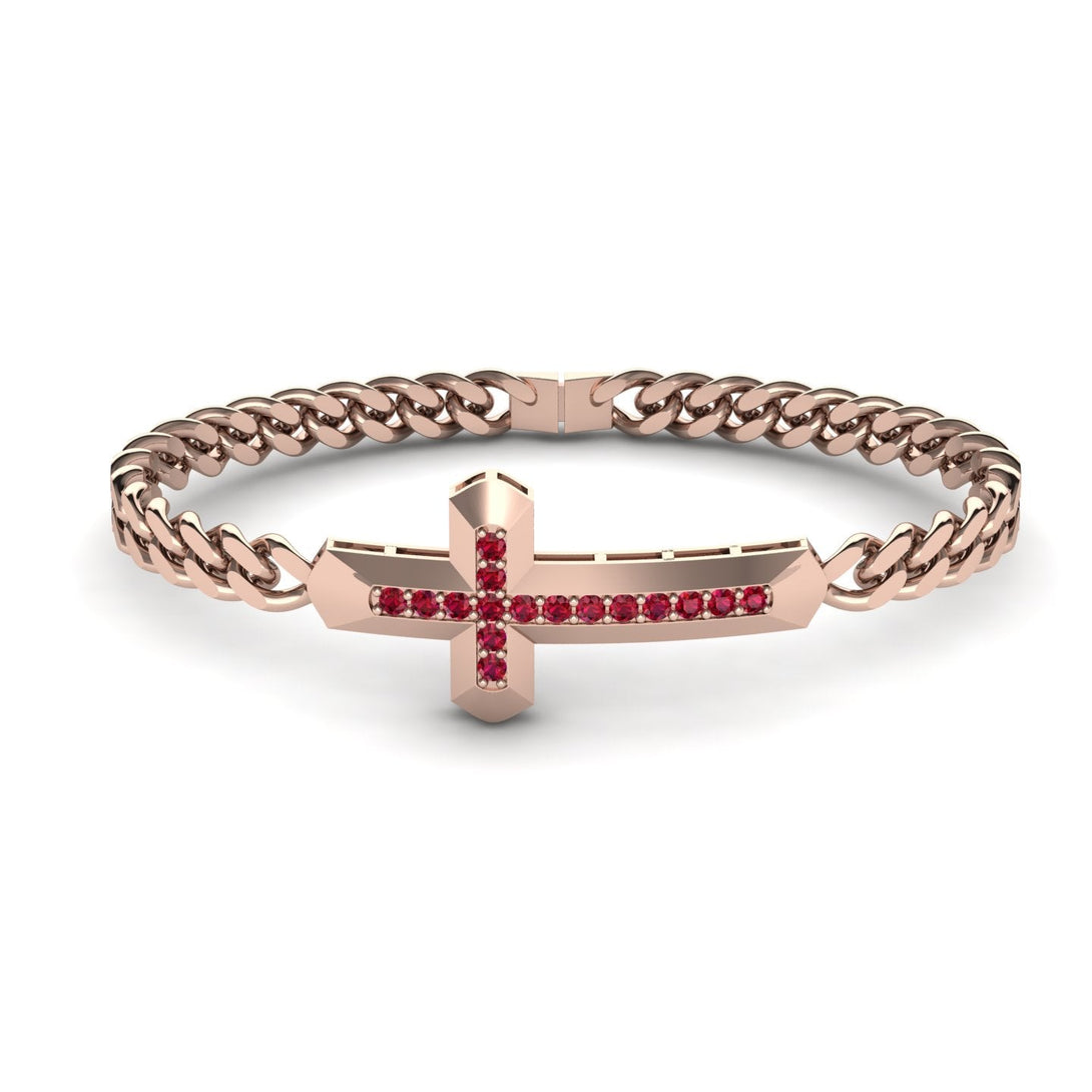 Ruby Cross Men Chain Bracelet - Nicholas No. 11