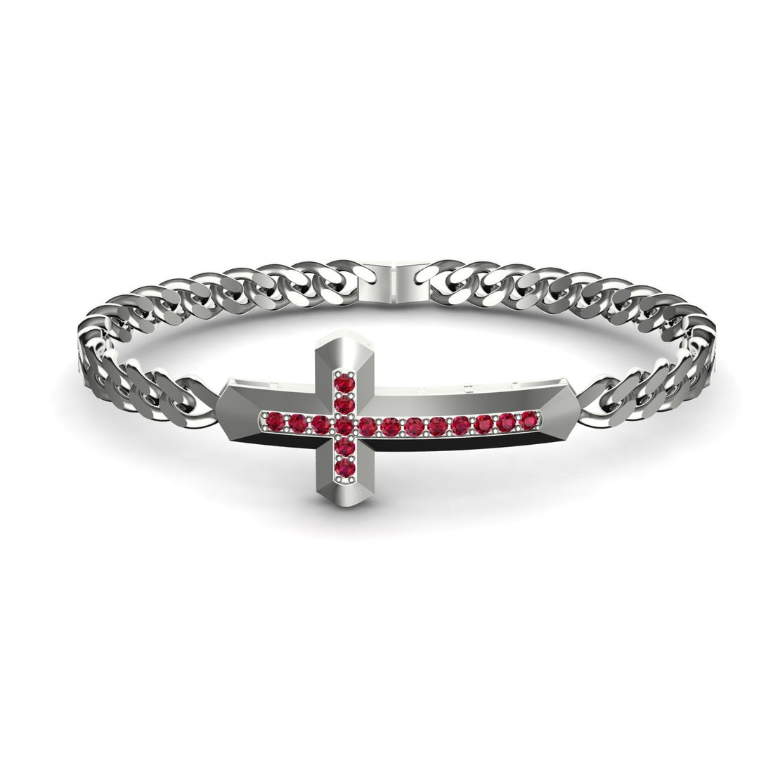 Ruby Cross Men Chain Bracelet - Nicholas No. 12