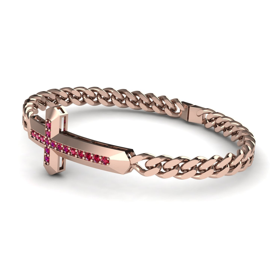 Ruby Cross Men Chain Bracelet - Nicholas No. 11