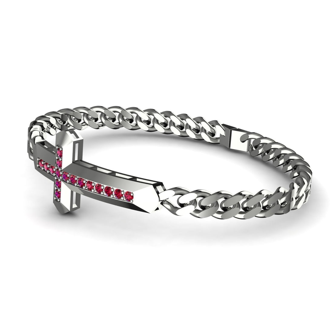 Ruby Cross Men Chain Bracelet - Nicholas No. 12
