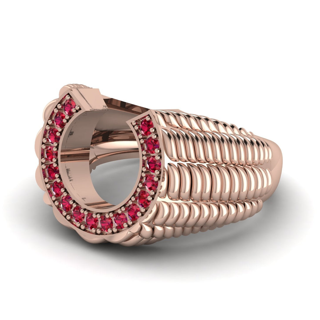 Ruby Men Horseshoe Luck Ring - Gerald No. 11