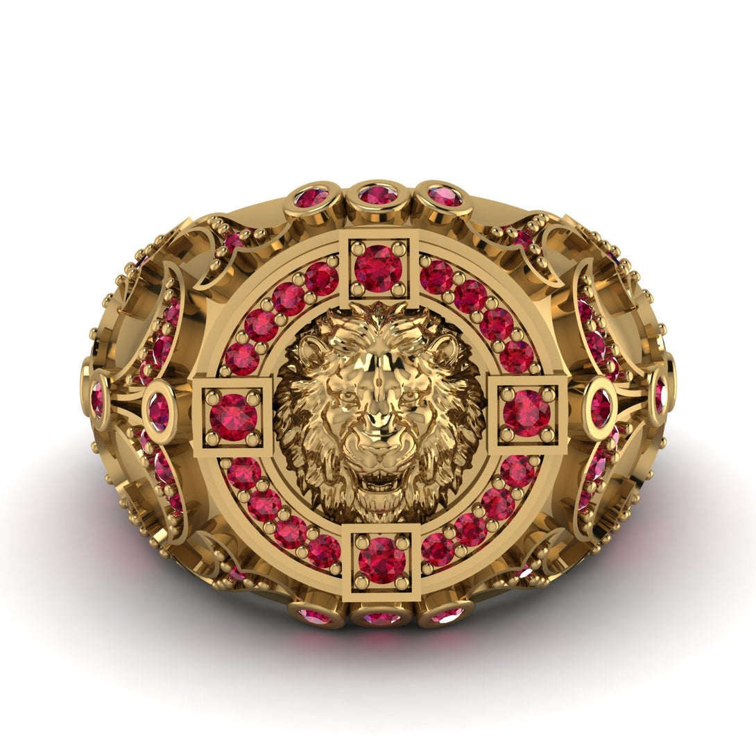 Robert Custom Ruby Royal Lion Men Signet Ring - Terry No. 100