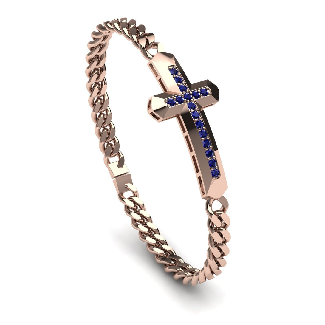 Sapphire Cross Men Chain Bracelet - Nicholas No. 14