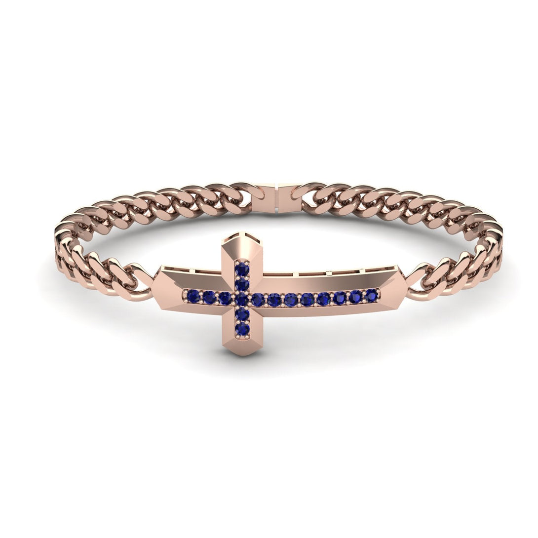 Sapphire Cross Men Chain Bracelet - Nicholas No. 14