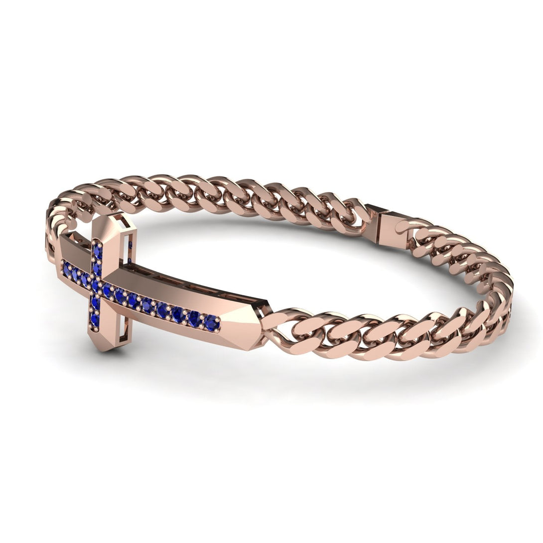 Sapphire Cross Men Chain Bracelet - Nicholas No. 14