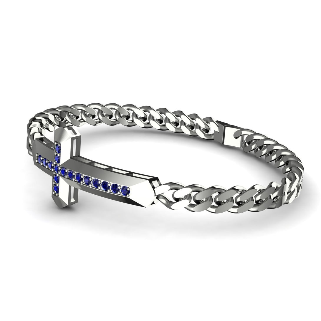 Sapphire Cross Men Chain Bracelet - Nicholas No. 15