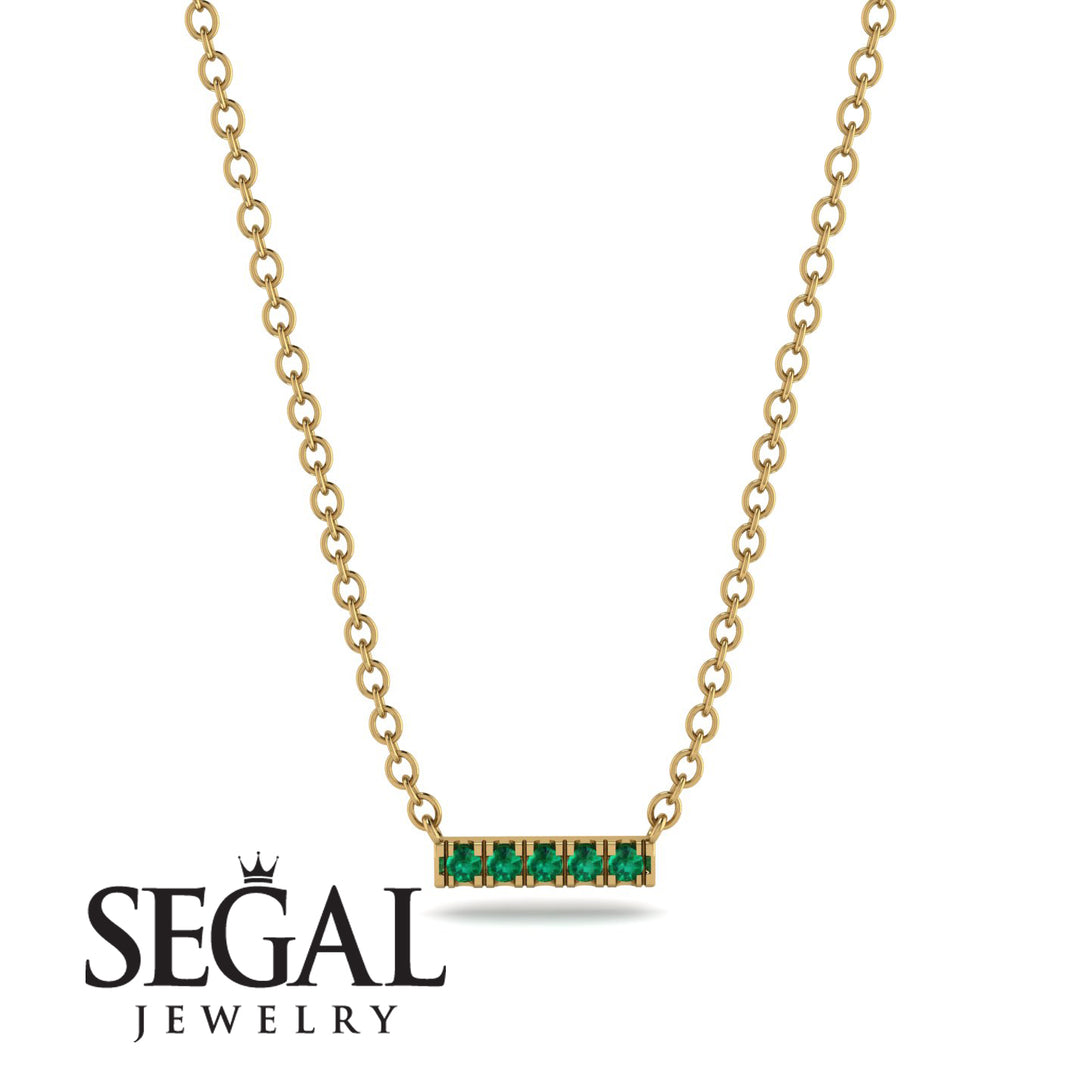 Small Emerald Necklace Bar With - Zahra No. 4