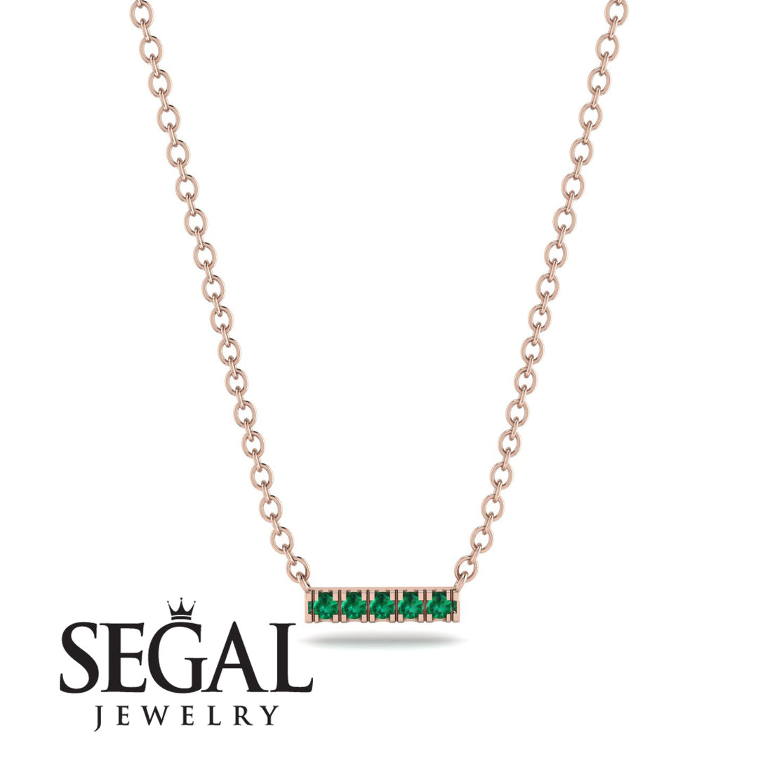 Small Emerald Necklace Bar With - Zahra No. 5