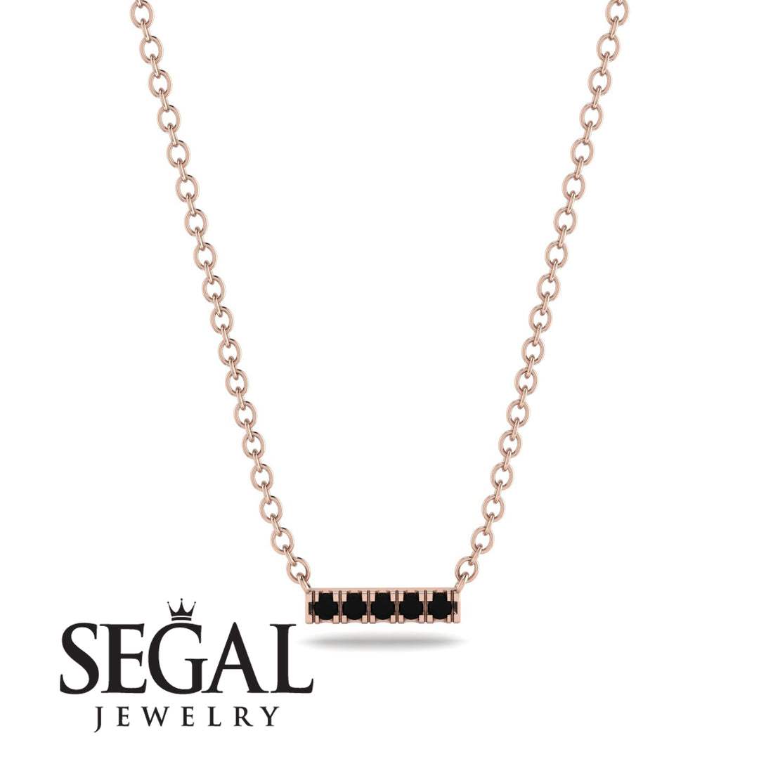 Small Black Diamond Necklace Bar With - Zahra No. 8