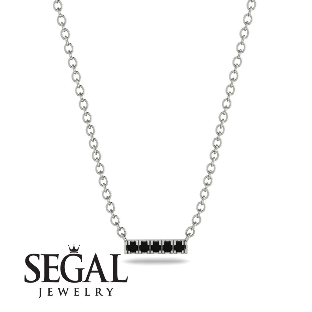 Small Black Diamond Necklace Bar With - Zahra No. 9