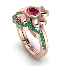 Solid Clower Flower Ruby Bridal Set - Christine No. 26 image 1