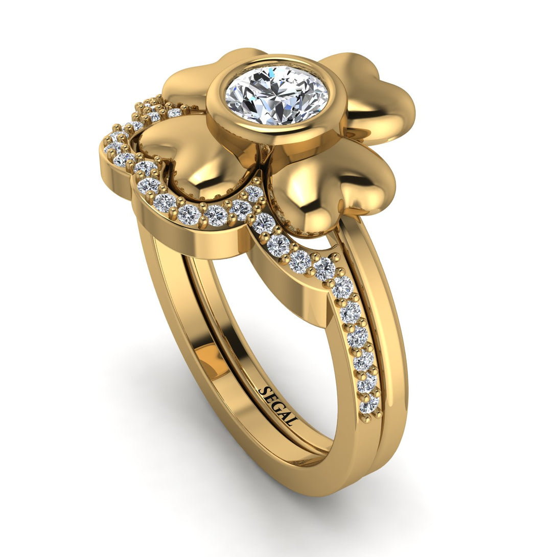 Solid Clower Flower Diamond Bridal Set - Christine No. 1