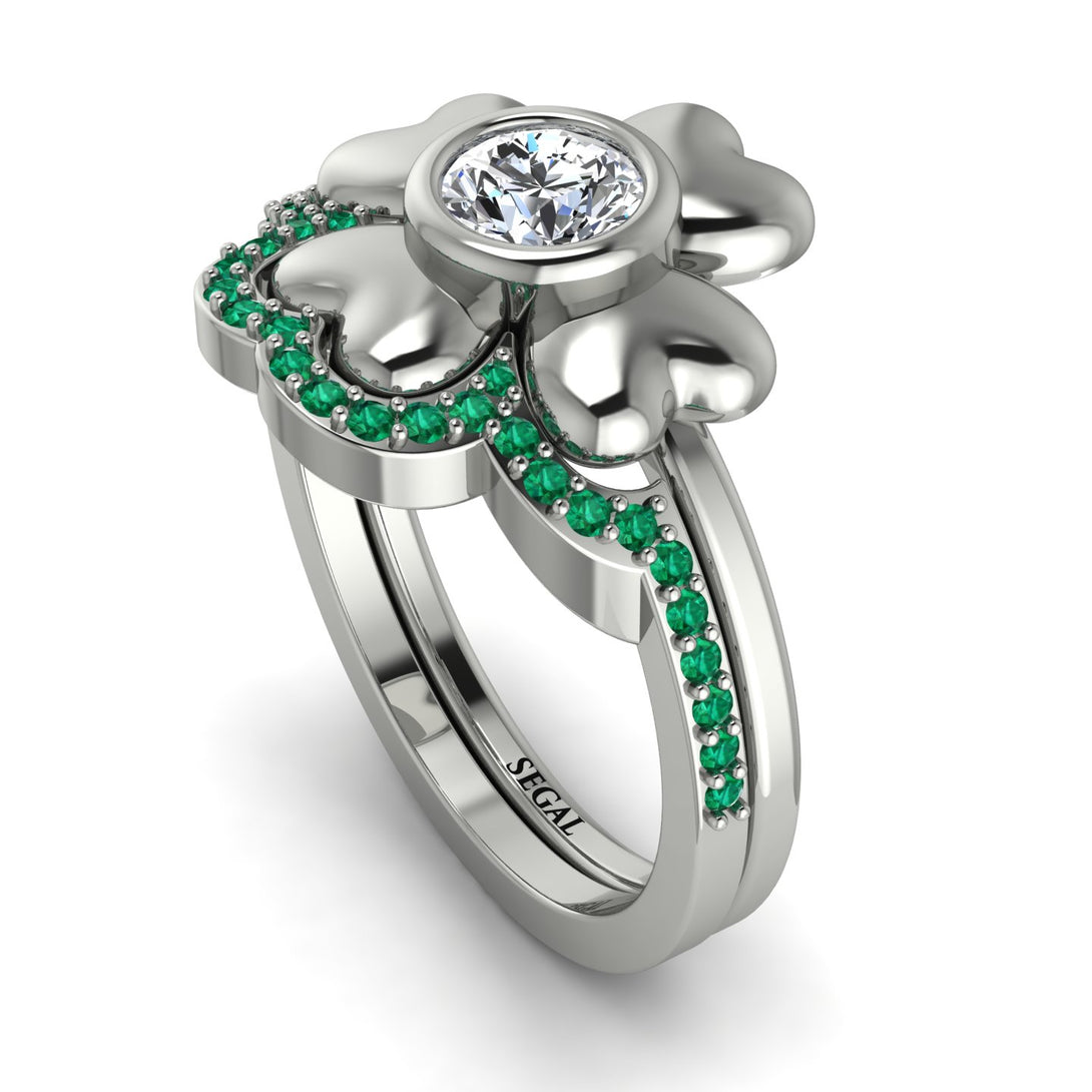 Solid Clower Flower Diamond Bridal Set - Christine No. 18