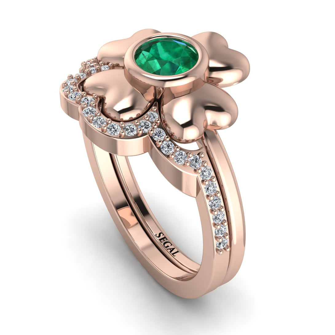 Solid Clower Flower Emerald Bridal Set - Christine No. 5