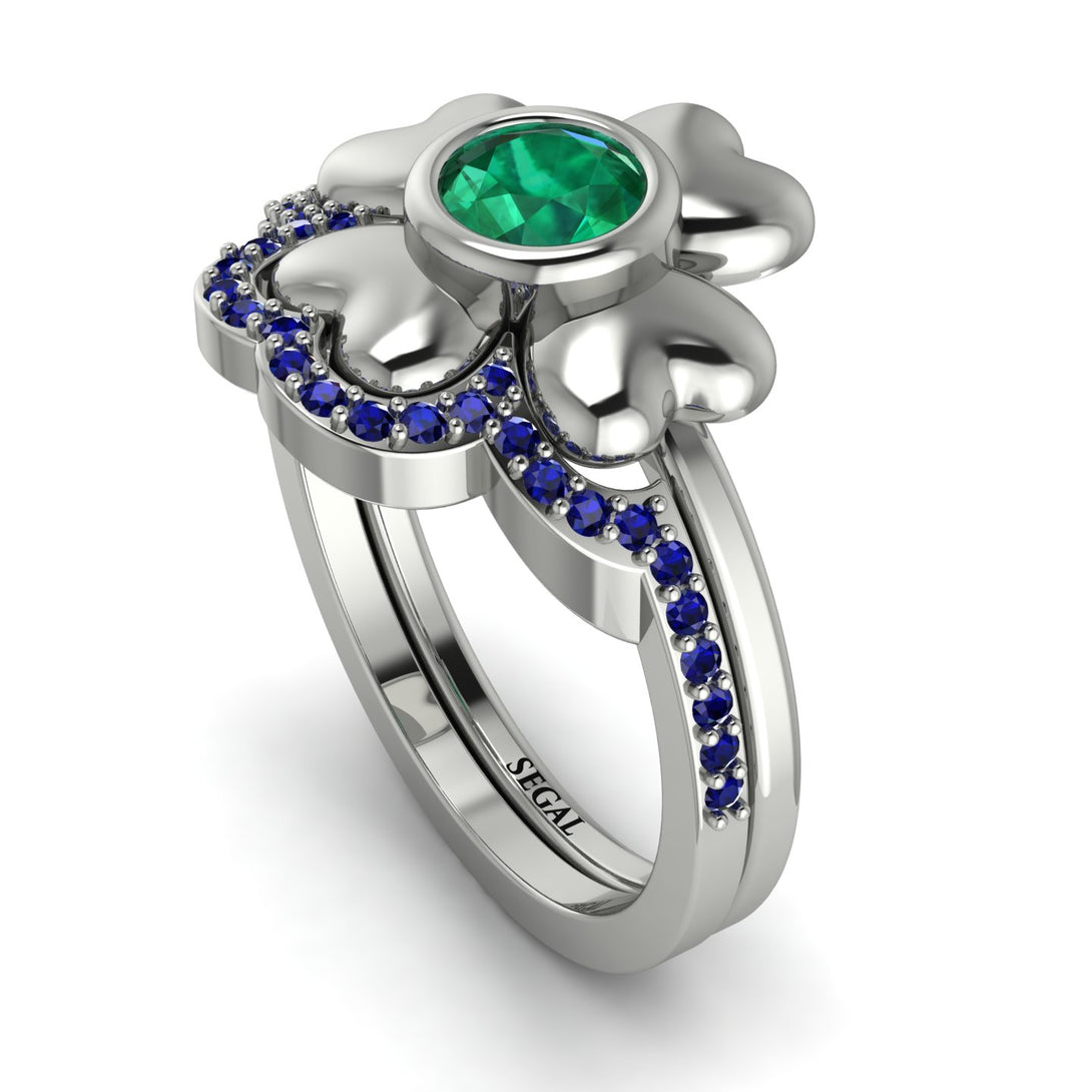 Solid Clower Flower Emerald Bridal Set - Christine No. 66