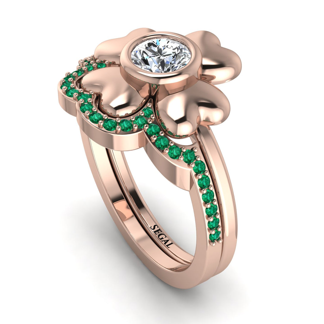 Solid Clower Flower Diamond Bridal Set - Christine No. 17