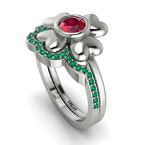 Solid Clower Flower Ruby Bridal Set - Christine No. 27 image 1