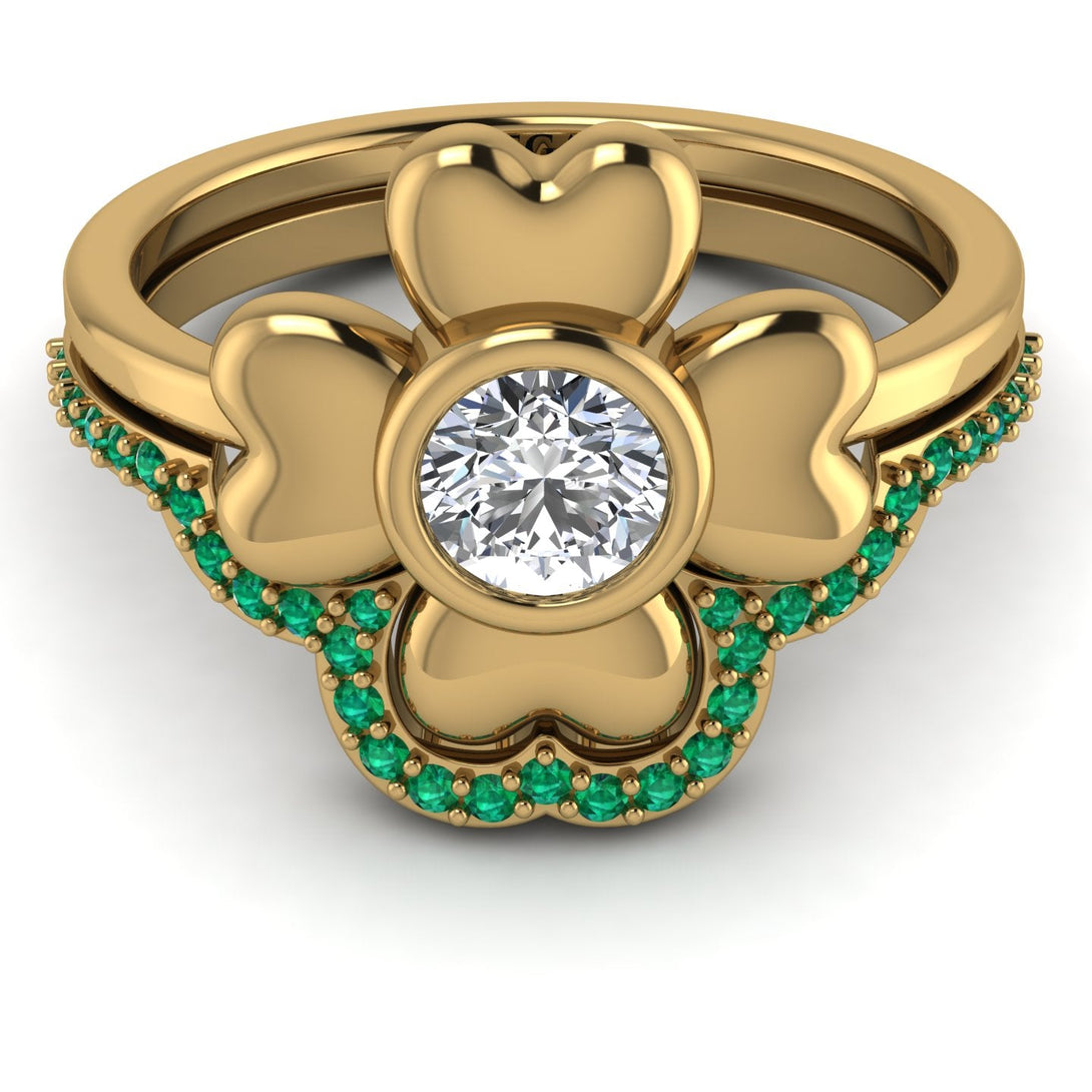 Solid Clower Flower Diamond Bridal Set - Christine No. 16