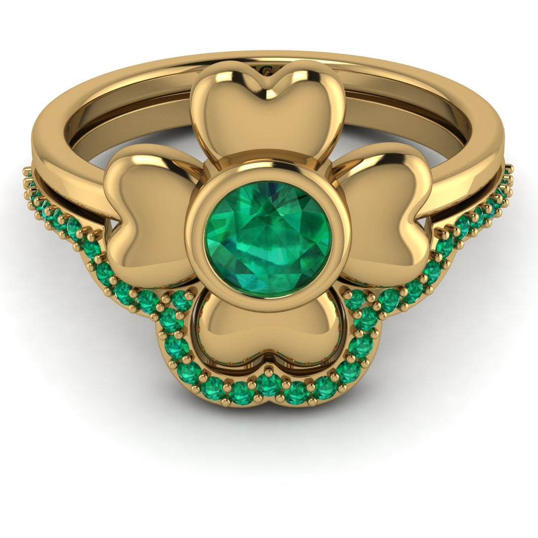 Solid Clower Flower Emerald Bridal Set - Christine No. 19