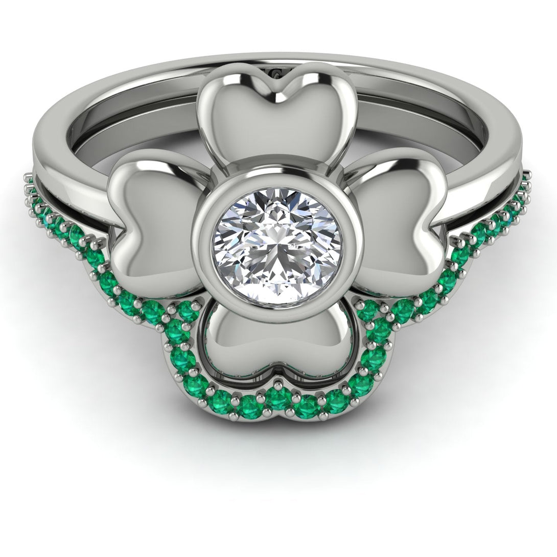 Solid Clower Flower Diamond Bridal Set - Christine No. 18