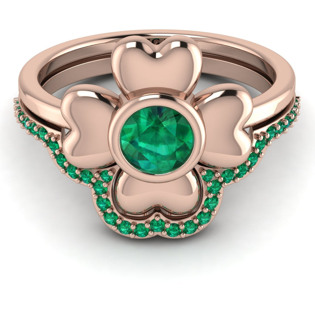 Solid Clower Flower Emerald Bridal Set - Christine No. 20