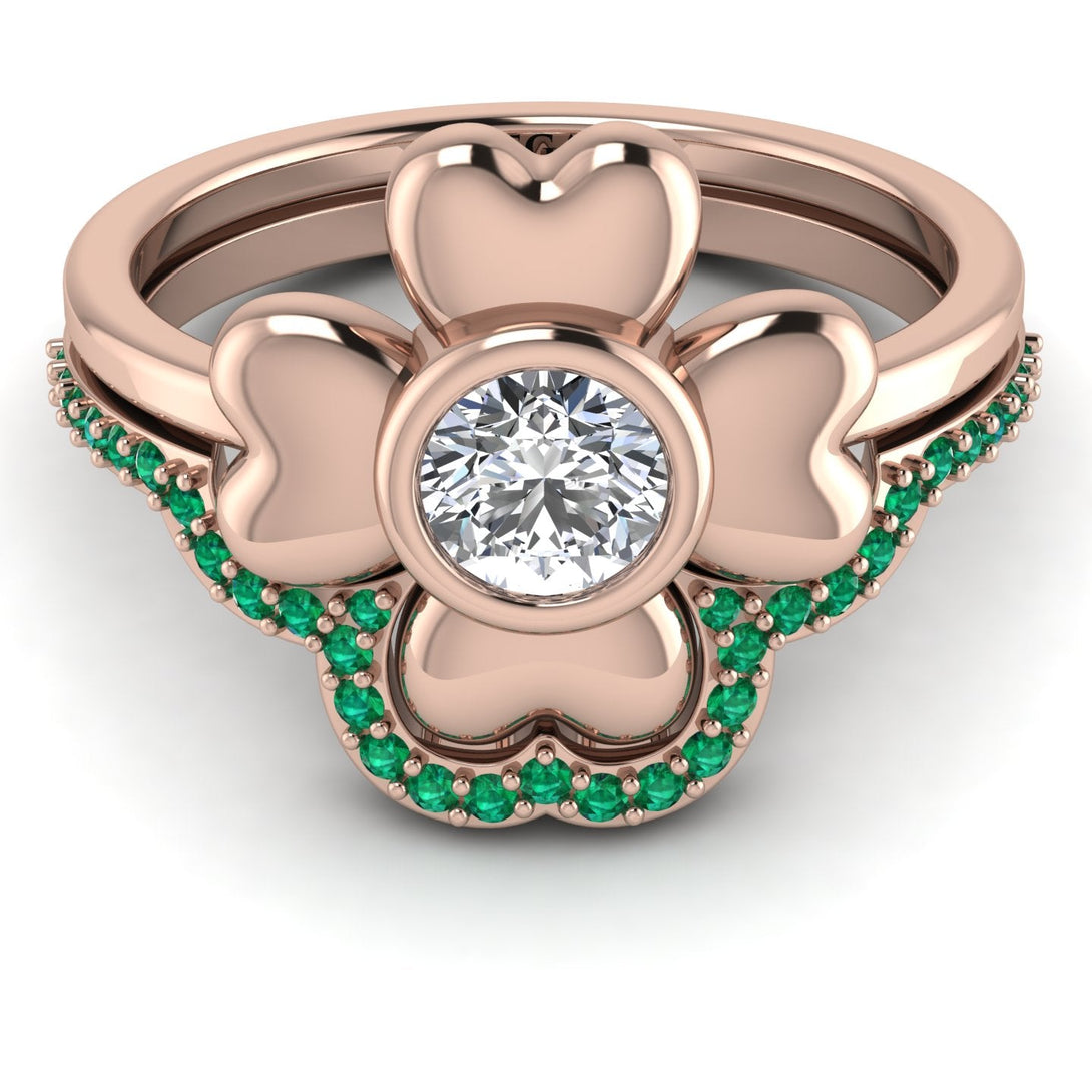 Solid Clower Flower Diamond Bridal Set - Christine No. 17