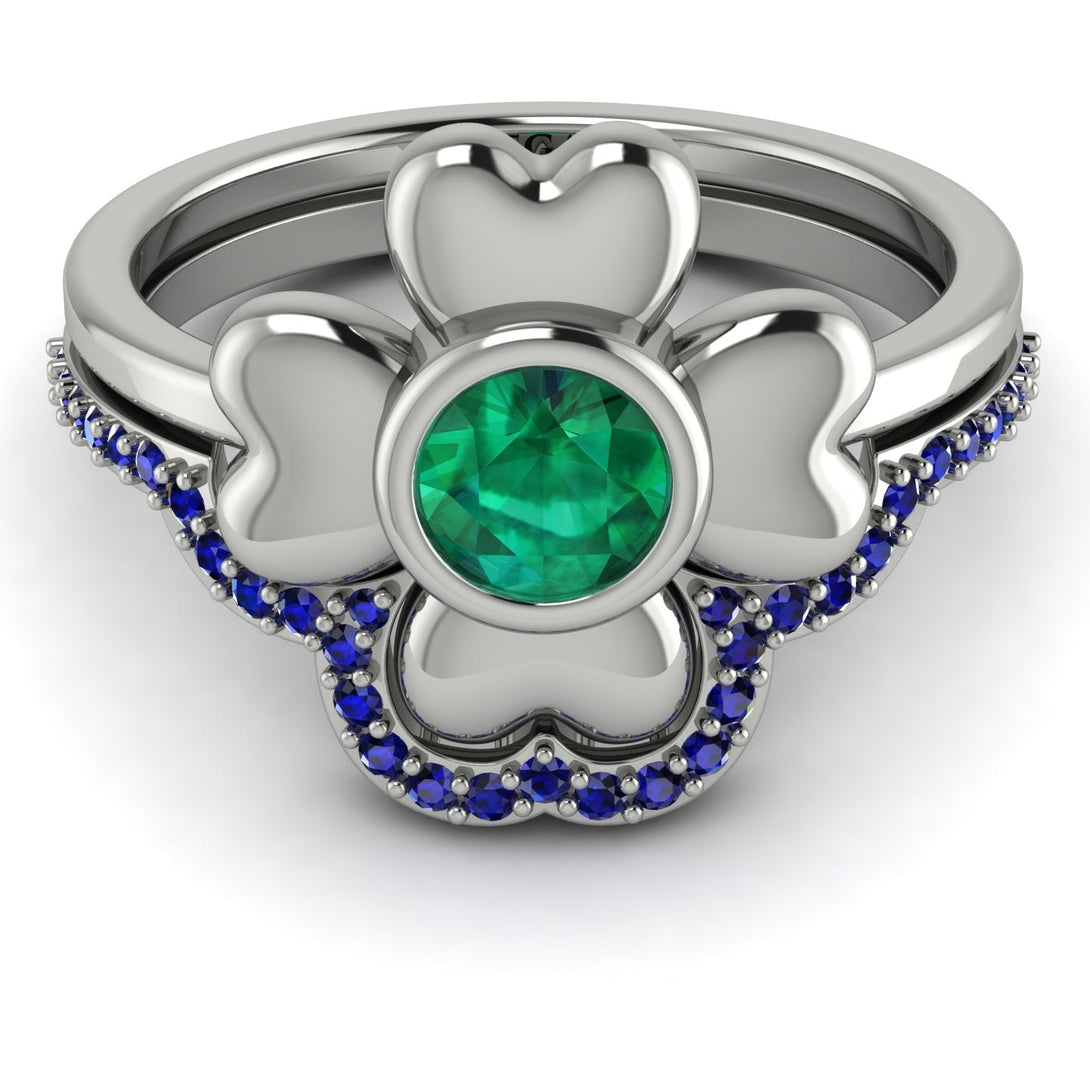 Solid Clower Flower Emerald Bridal Set - Christine No. 66