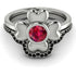 Solid Clower Flower Ruby Bridal Set - Christine No. 42