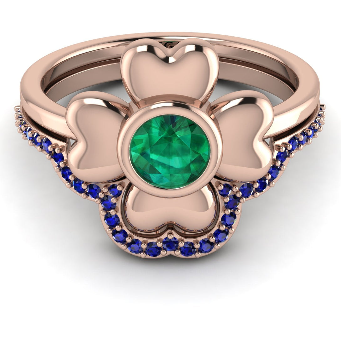 Solid Clower Flower Emerald Bridal Set - Christine No. 65