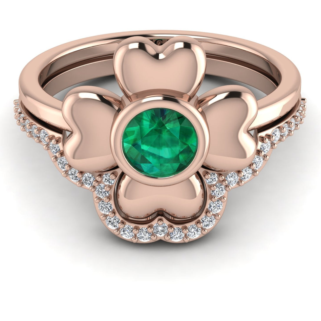 Solid Clower Flower Emerald Bridal Set - Christine No. 5