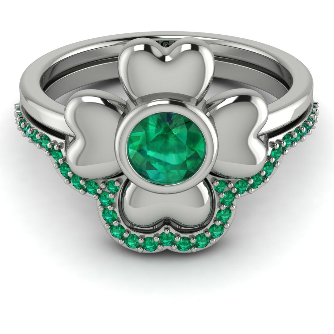 Solid Clower Flower Emerald Bridal Set - Christine No. 21