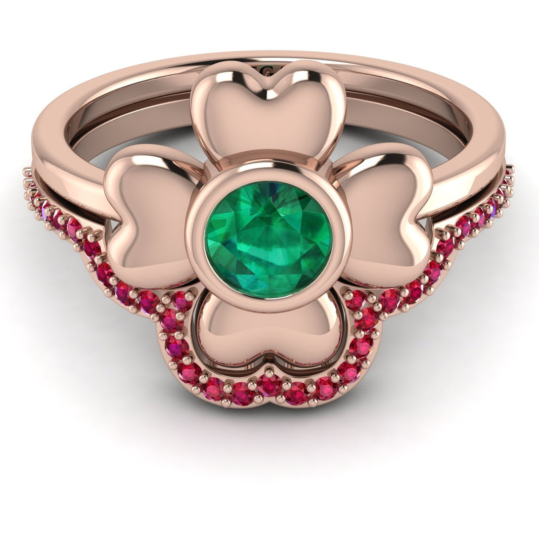 Solid Clower Flower Emerald Bridal Set - Christine No. 50