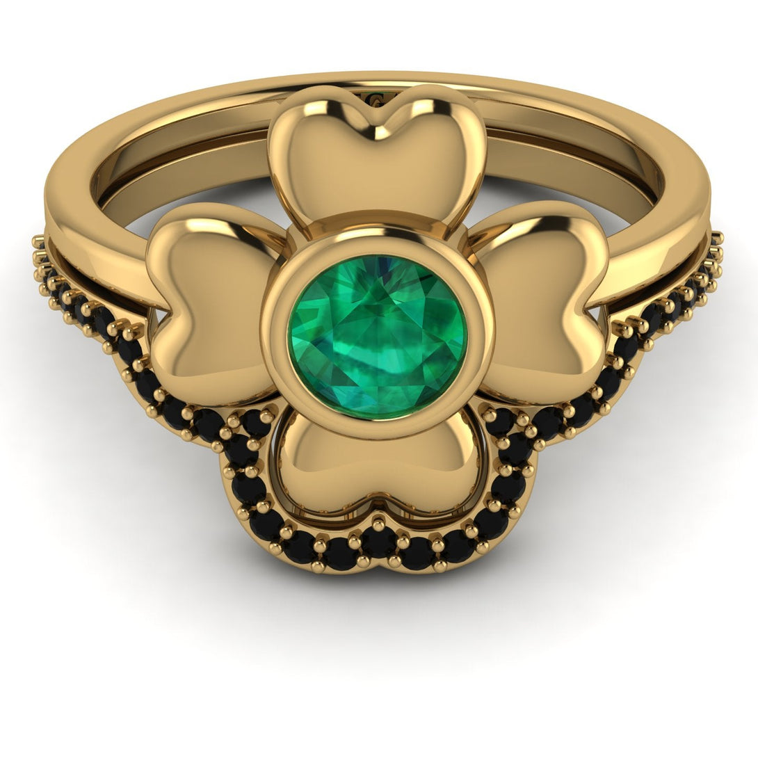 Solid Clower Flower Emerald Bridal Set - Christine No. 34