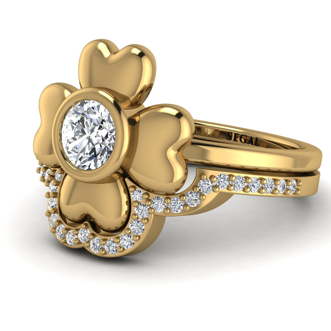 Solid Clower Flower Diamond Bridal Set - Christine No. 1