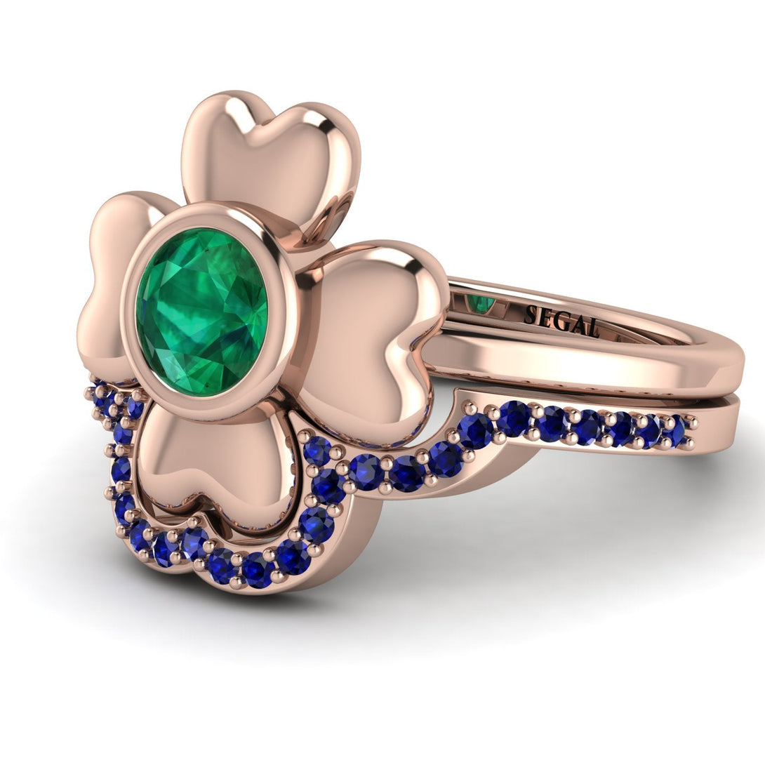 Solid Clower Flower Emerald Bridal Set - Christine No. 65