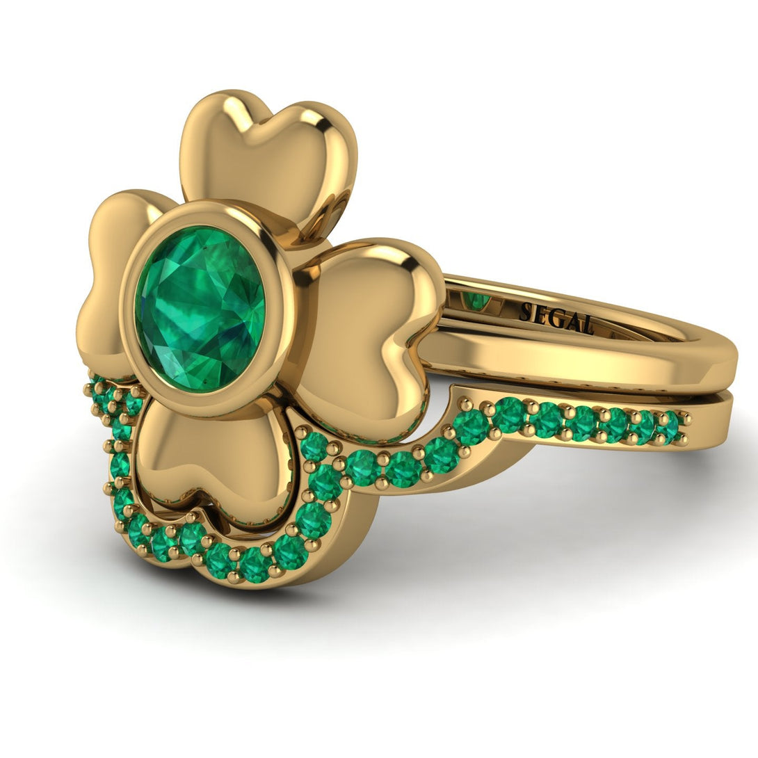 Solid Clower Flower Emerald Bridal Set - Christine No. 19