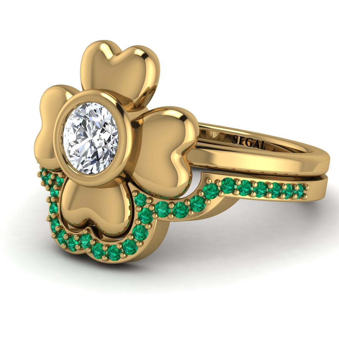 Solid Clower Flower Diamond Bridal Set - Christine No. 16