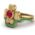 Solid Clower Flower Ruby Bridal Set - Christine No. 25