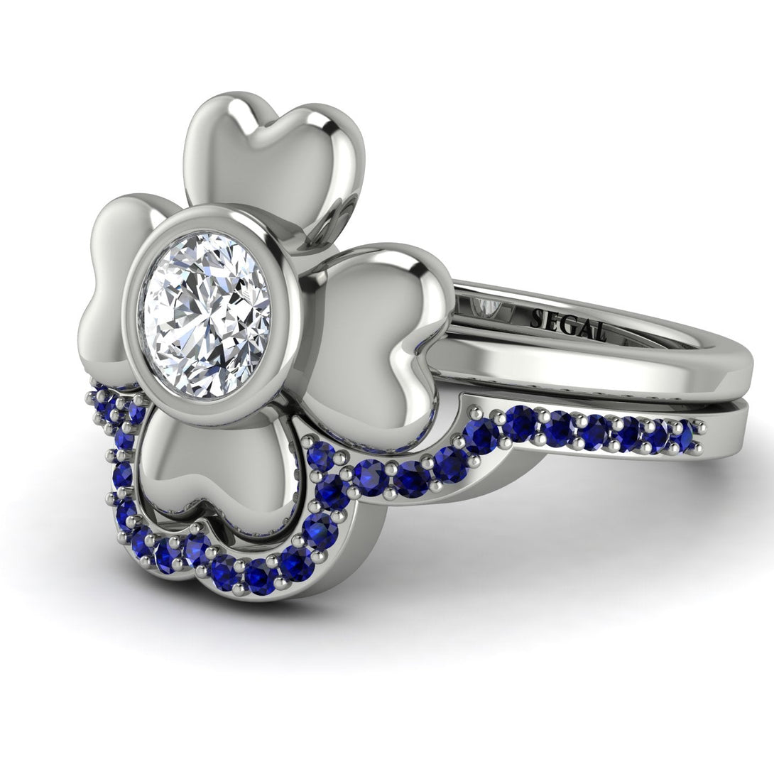 Solid Clower Flower Diamond Bridal Set - Christine No. 63