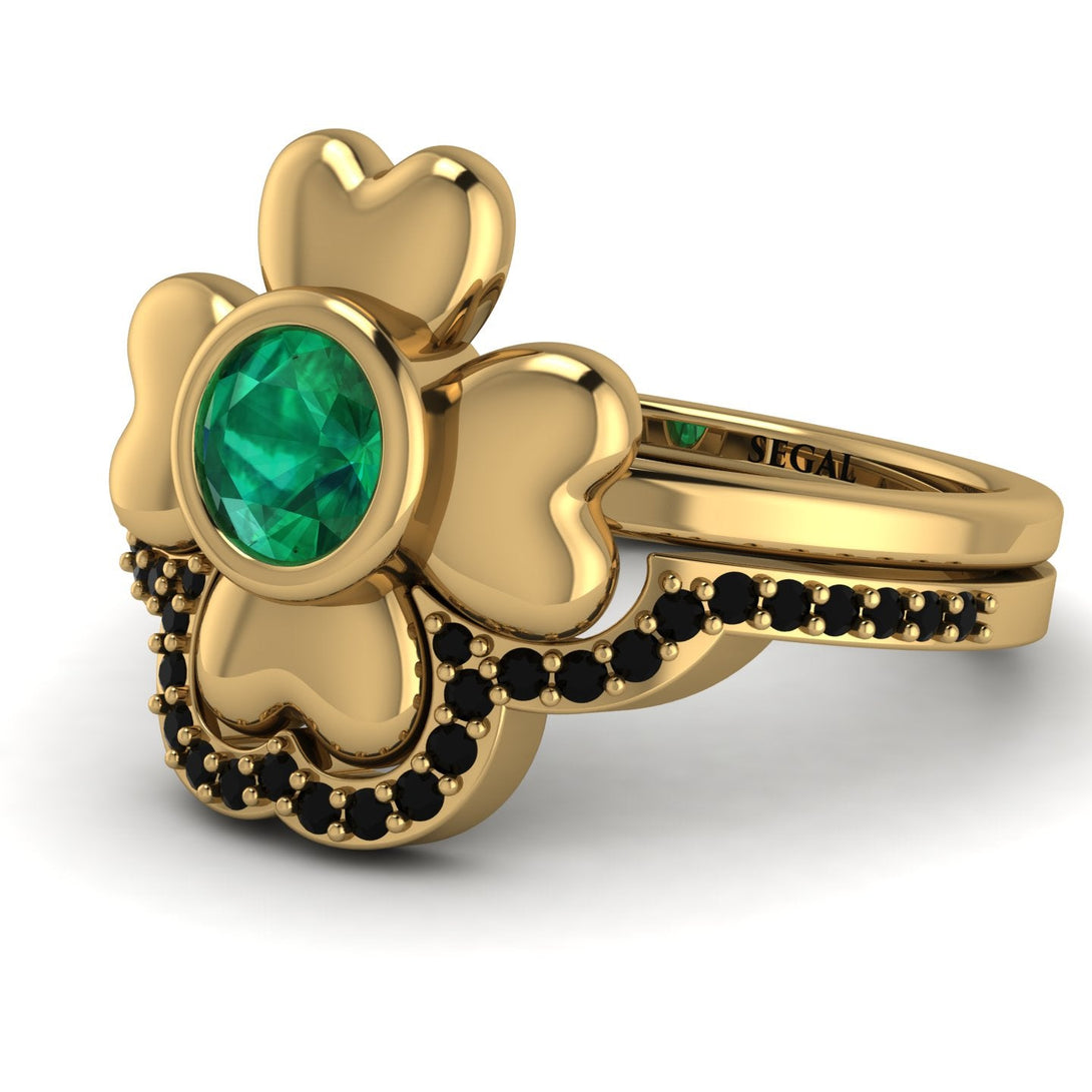 Solid Clower Flower Emerald Bridal Set - Christine No. 34