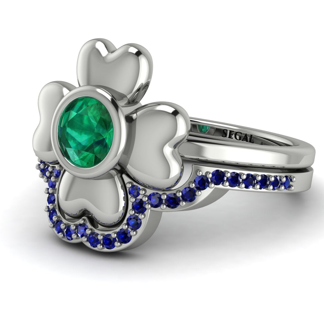 Solid Clower Flower Emerald Bridal Set - Christine No. 66