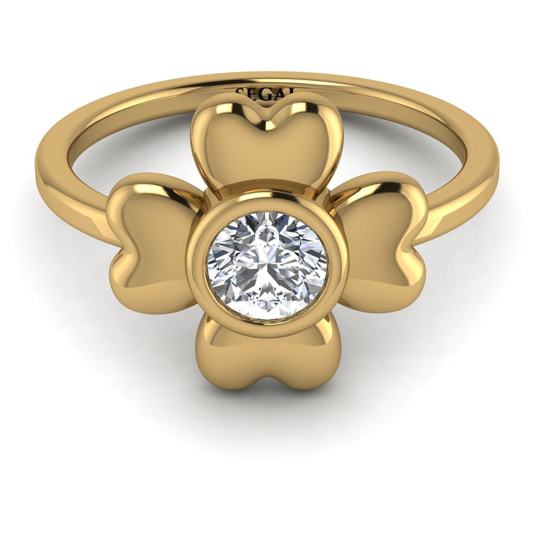 Solid Clower Flower Diamond Engagement Ring - Christine No. 1