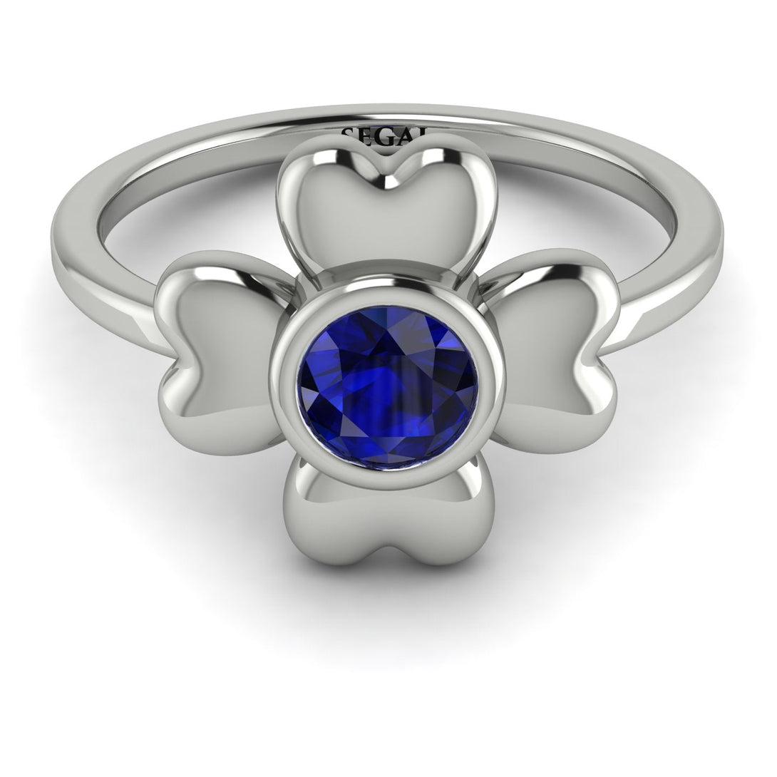 Solid Clower Flower Sapphire Engagement Ring - Christine No. 15