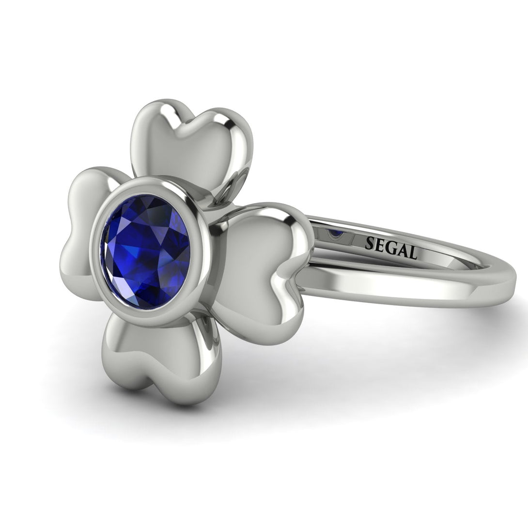 Solid Clower Flower Sapphire Engagement Ring - Christine No. 15