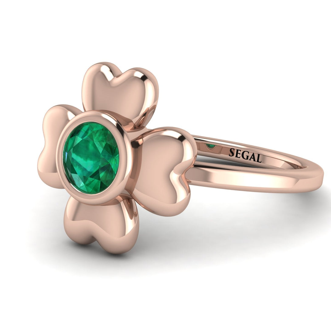 Solid Clower Flower Emerald Engagement Ring - Christine No. 5