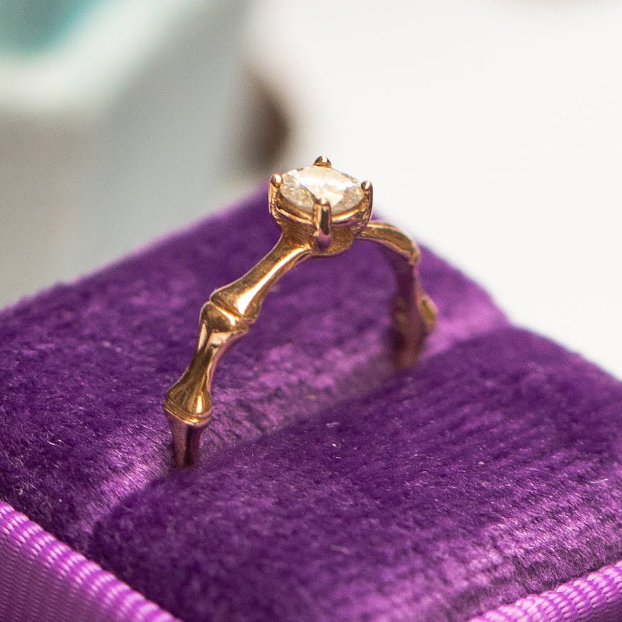 Solitaire Bamboo Diamond Ring- Charlotte no. 2