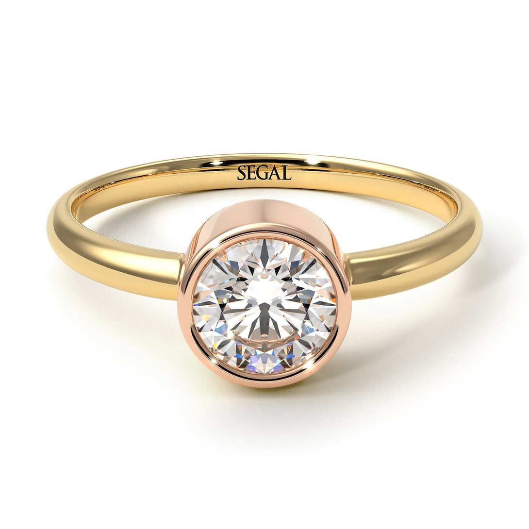 Two Tones Solitaire Bezel Diamond Ring - Emerson No. 16