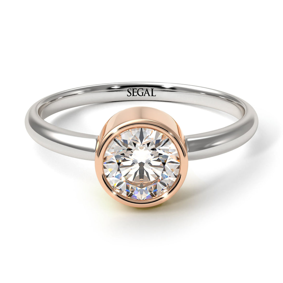 Two Tones Solitaire Bezel Diamond Ring - Emerson No. 18