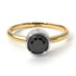 Two Tones Solitaire Bezel Black Diamond Ring - Emerson No. 20