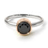 Two Tones Solitaire Bezel Black Diamond Ring - Emerson No. 21